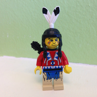 LEGO Minifigure-Indian (Red Shirt, Black Quiver)-Western / Indians-ww014-Creative Brick Builders